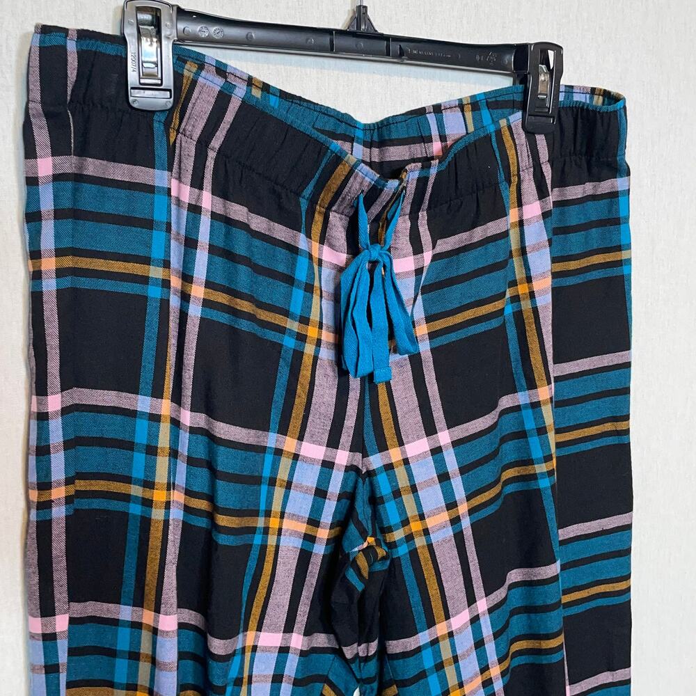 Jenni by Jennifer Moore plaid lounge sleep pants, teal/black size large - Picture 5 of 5